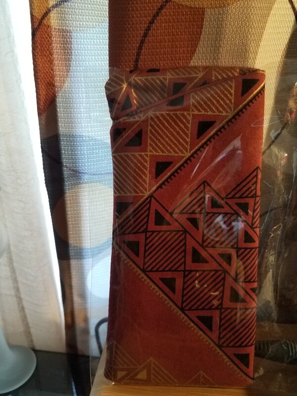 Burgundy w/Black-Gold Lines/Triangles Fabric Case