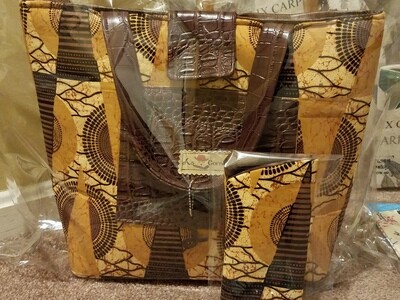Mustard Asymmetry African Fabric Purse Tote