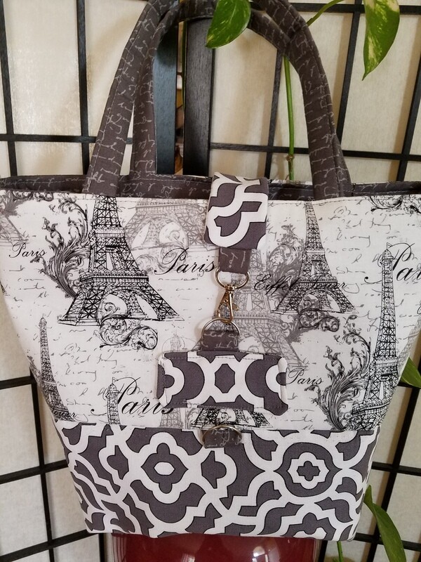 Grey/Black Paris Inspired Purse Tote