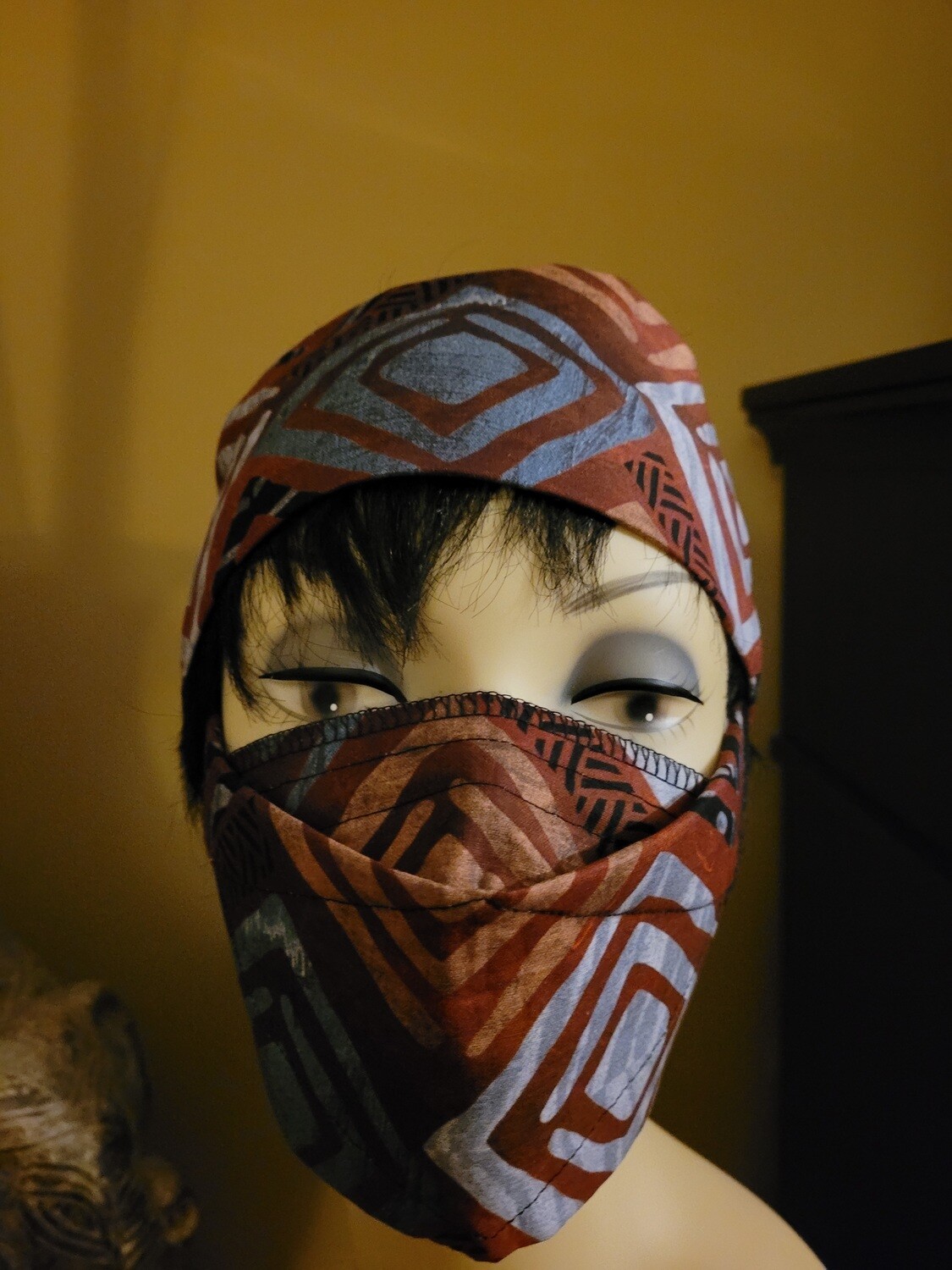 Rhombus Shape Print Fabric Bandeaux Style Headband w Elastic