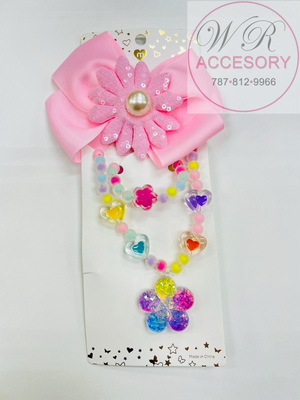 Set Lazo + Collar &amp; Pulsera Flor