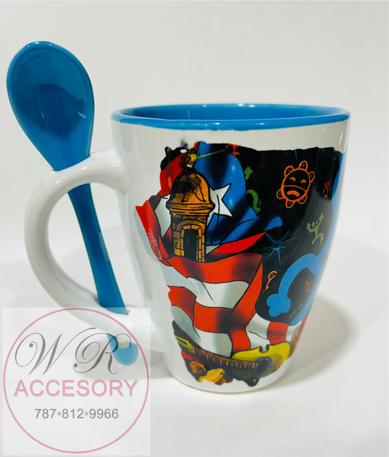23826-0 Taza + Cuchara Azul