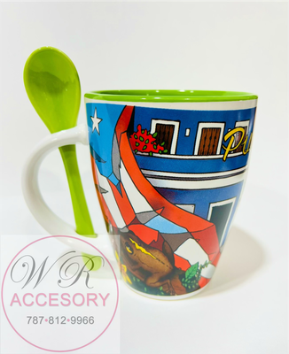23822-1 Taza + Cuchara Verde