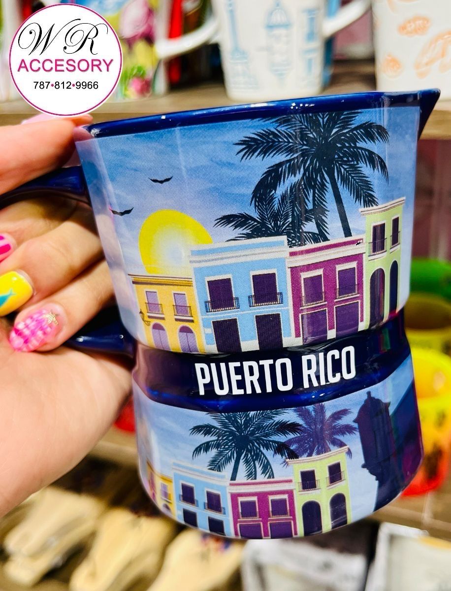 #4 Taza De Greca De Puerto Rico Azul 1 Pcs