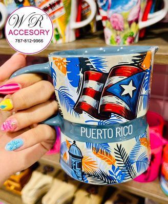 #8 Taza De Greca De Puerto Rico Azul claro 1 Pcs