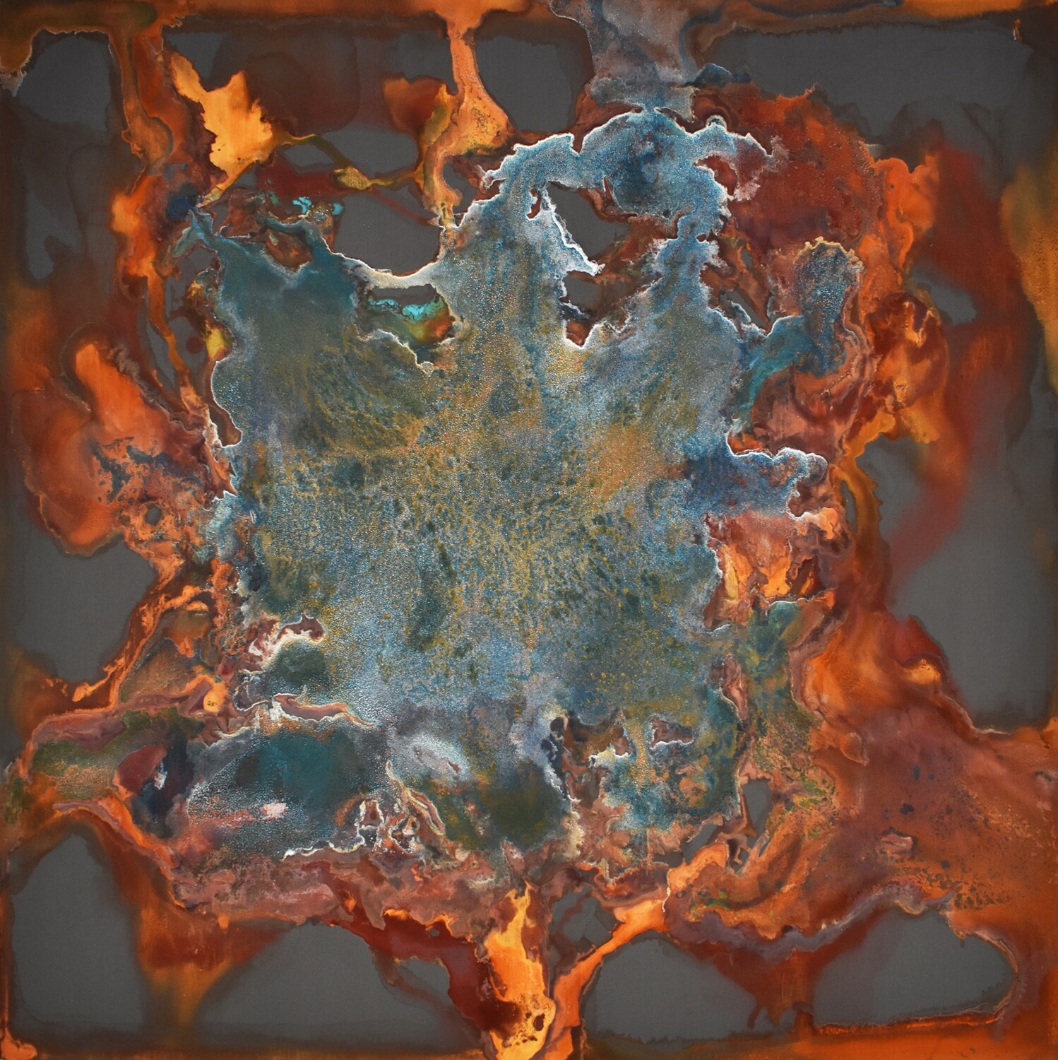 Celite, 48x48x2,&quot; mineral on panel, 2016