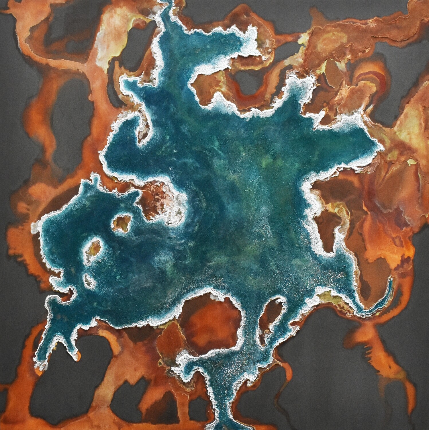 Sylvan, 60x60x2,&quot; mineral on panel, 2016