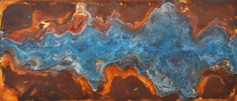 Chrysalis I, mineral on panel, 36x84,&quot; 2014