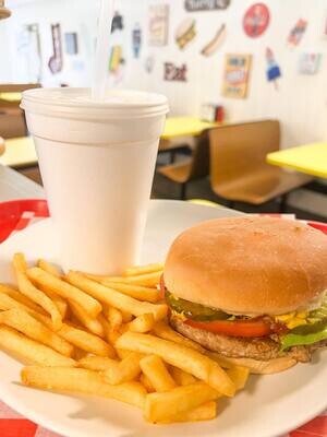 Pork Burger, Sm. Fry & Drink