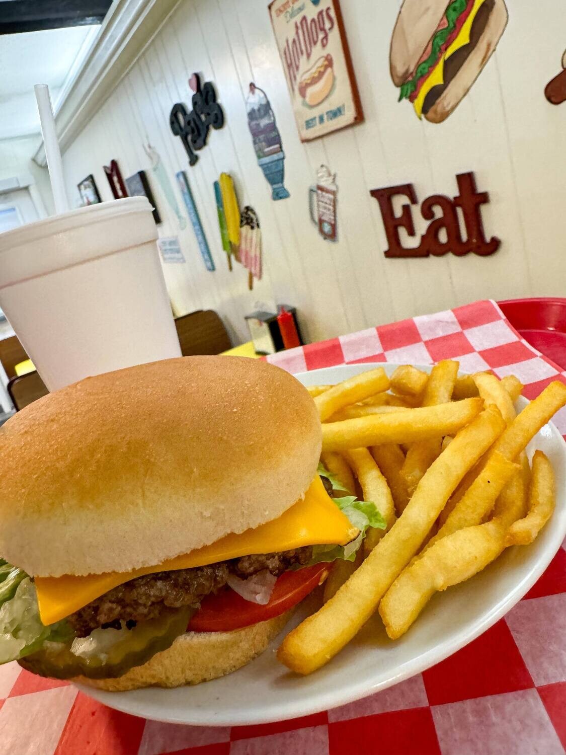 Cheese burger, Small Fries, &amp; Drink