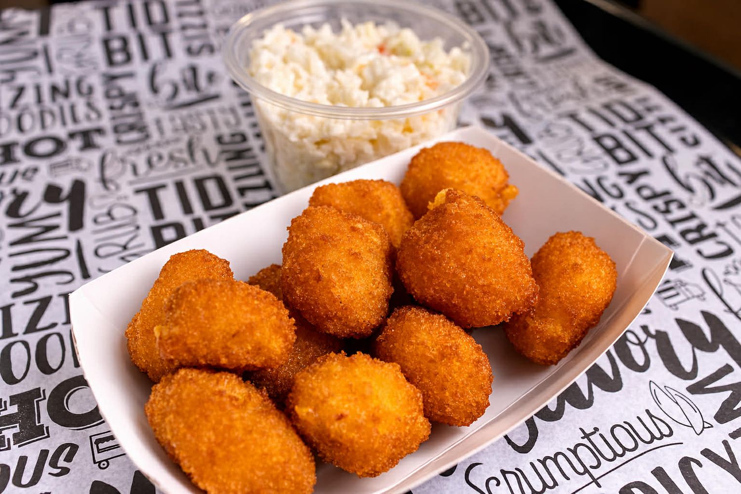Cheese Balls + Slaw Basket