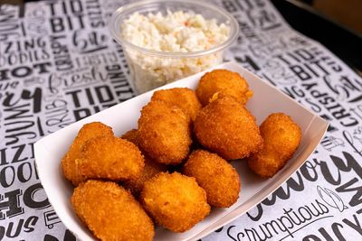 Cheese Balls + Slaw Basket