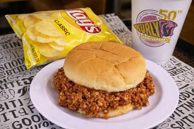 Pizza Burger, Chips &amp; Drink