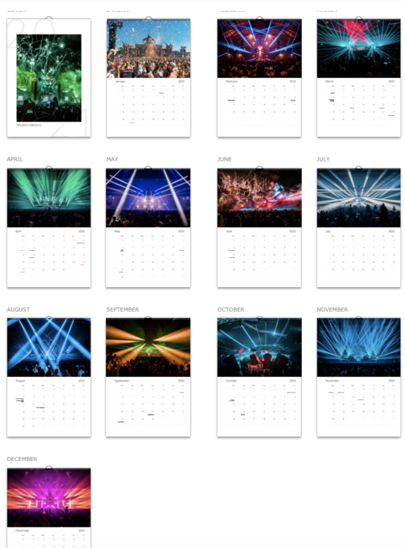 2021 Hardstyle event photography Calendar