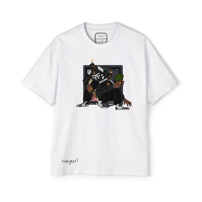 WHITE CREW-HUSTLE TSHIRT