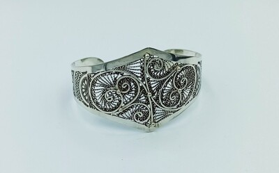 Women&#39;s Oxidized 925 Sterling Silver High Polished Handcrafted Adjustable Bracelet, Open Cuff Bangle Bracelet, Engrave Design Boho Bangle