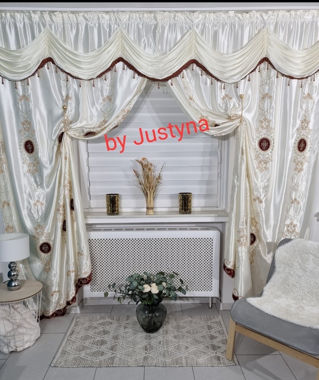 Gold Bordeaux Gardine Jacquard Vorhang  Orientalisch Barock Ca.300x250cm