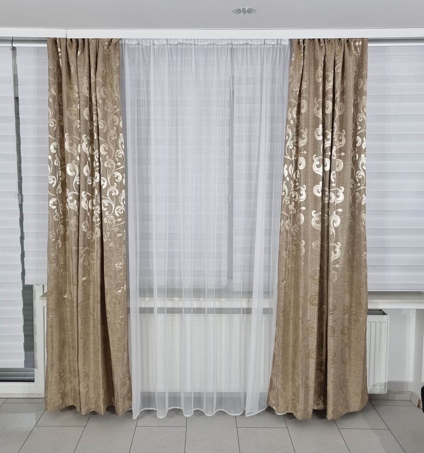 2er Schal Set Vorhang Beige Blickdicht