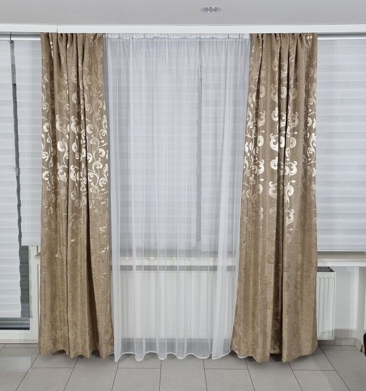 2er Schal Set Vorhang Beige Blickdicht