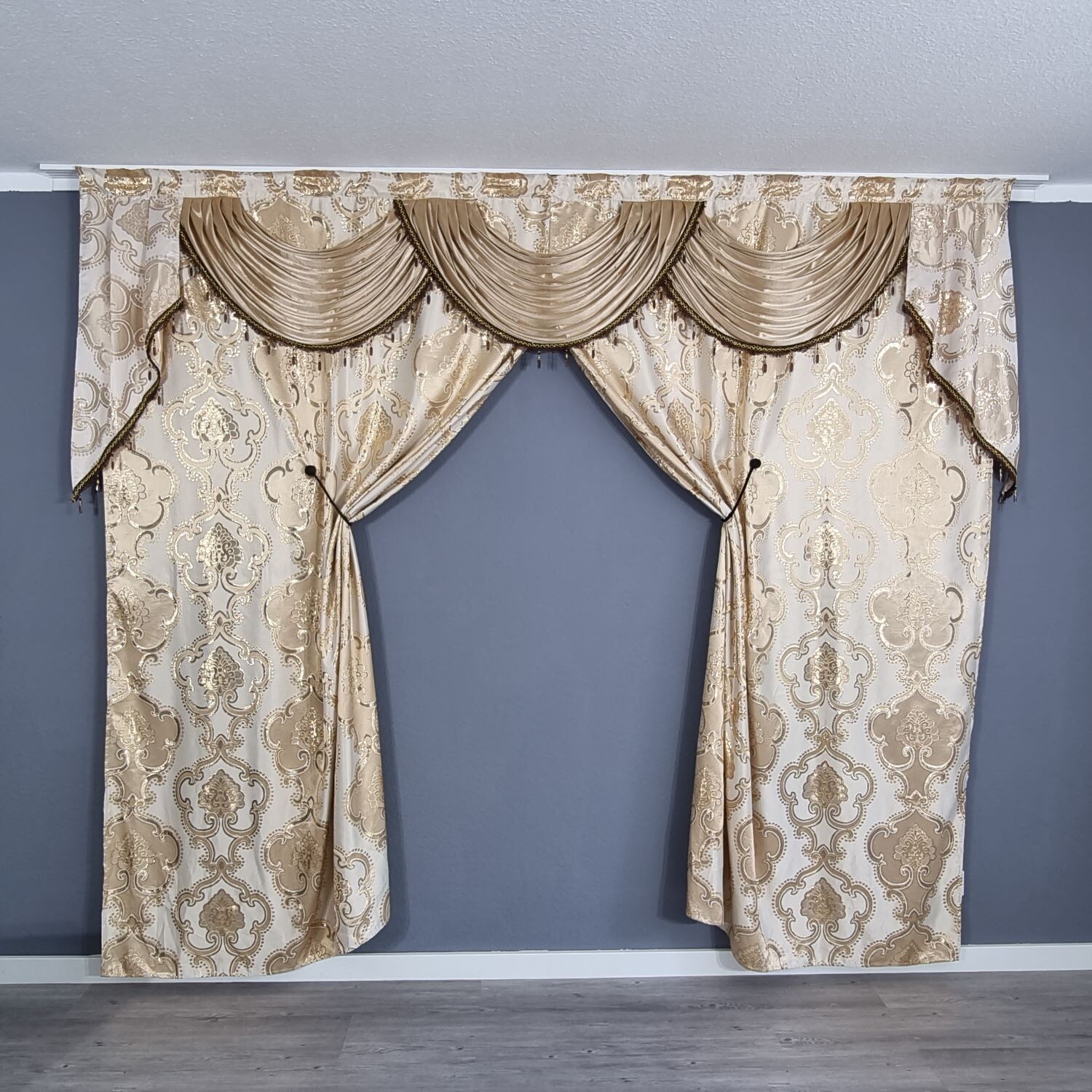 Beige Gardine Verdunkelung Blickdicht Vorhang Orientalisch Barock Ca.300x250cm