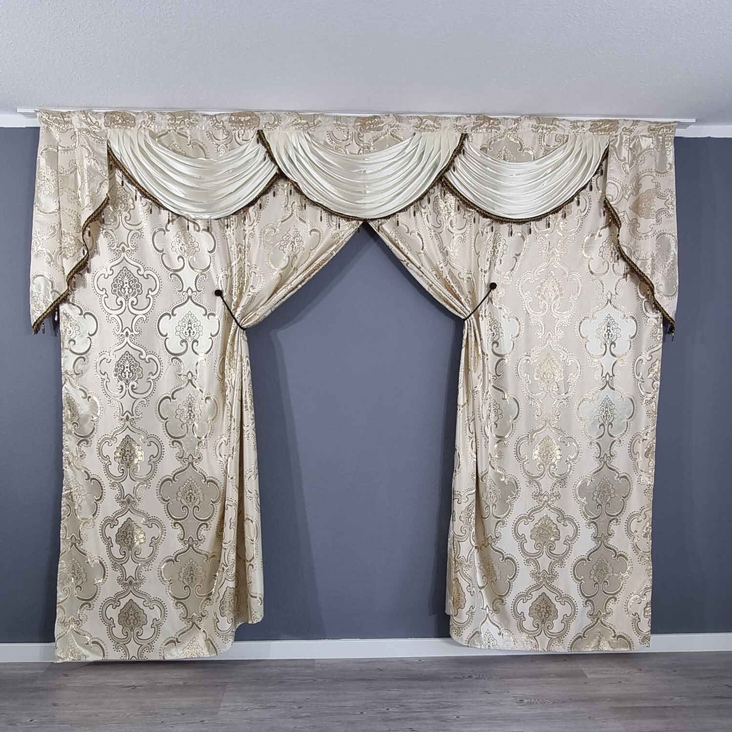 Gold Gardine Verdunkelung Blickdicht Vorhang Orientalisch Barock Ca.300x250cm