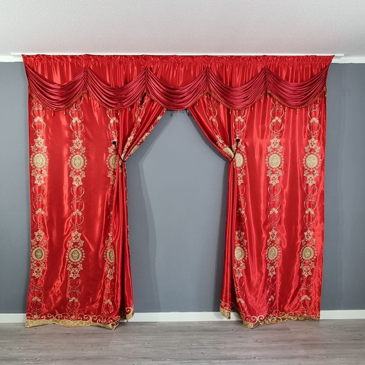 Rote Gardine Verdunkelung Blickdicht Vorhang Orientalisch Barock Ca.300x250cm