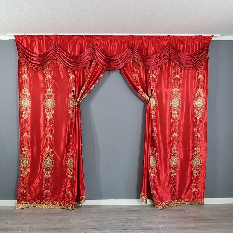 Rote Gardine Verdunkelung Blickdicht Vorhang Orientalisch Barock Ca.300x250cm