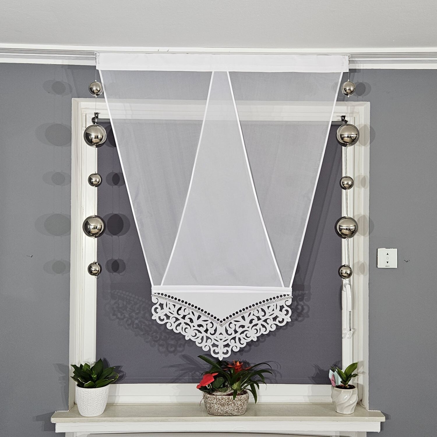 1x V Panel Voile mit Strass Band