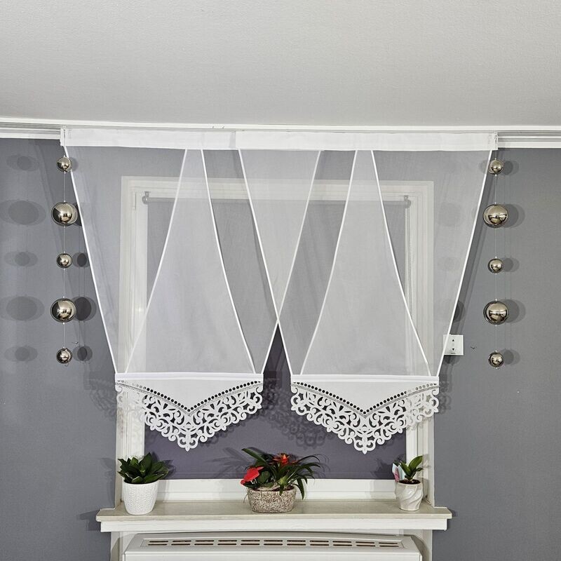 2er V Panel Set Voile mit Strass Band