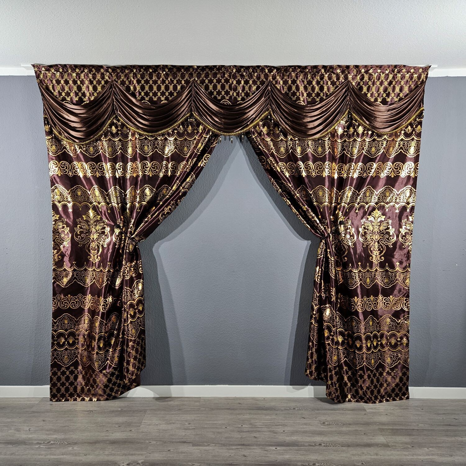 Braun Gardine Verdunkelung Blickdicht Vorhang Orientalisch Barock Ca.300x250cm