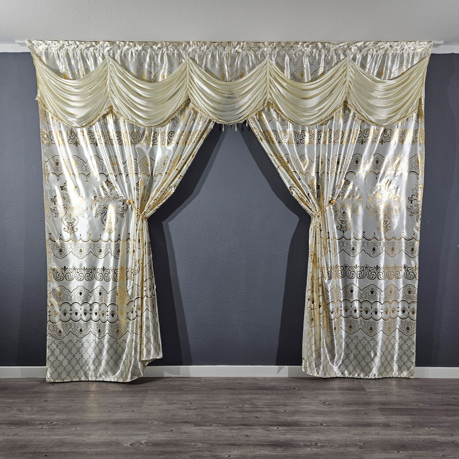 Creme Weiß Gardine Verdunkelung Blickdicht Vorhang Orientalisch Barock Ca.300x250cm