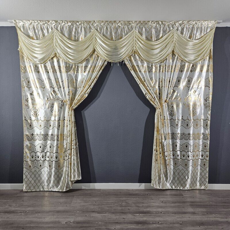Creme Weiß Gardine Verdunkelung Blickdicht Vorhang Orientalisch Barock Ca.300x250cm