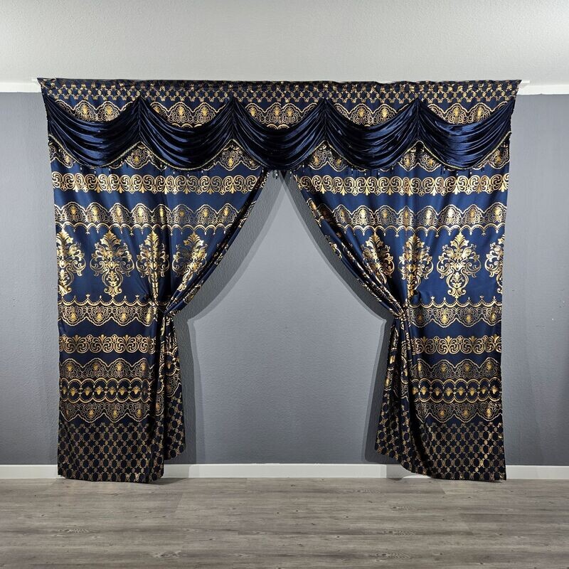 Blau Gardine Verdunkelung Blickdicht Vorhang Orientalisch Barock Ca.300x250cm Blau Gardine Verdunkelung Blickdicht Vorhang Orientalisch Barock Ca.300x250cm