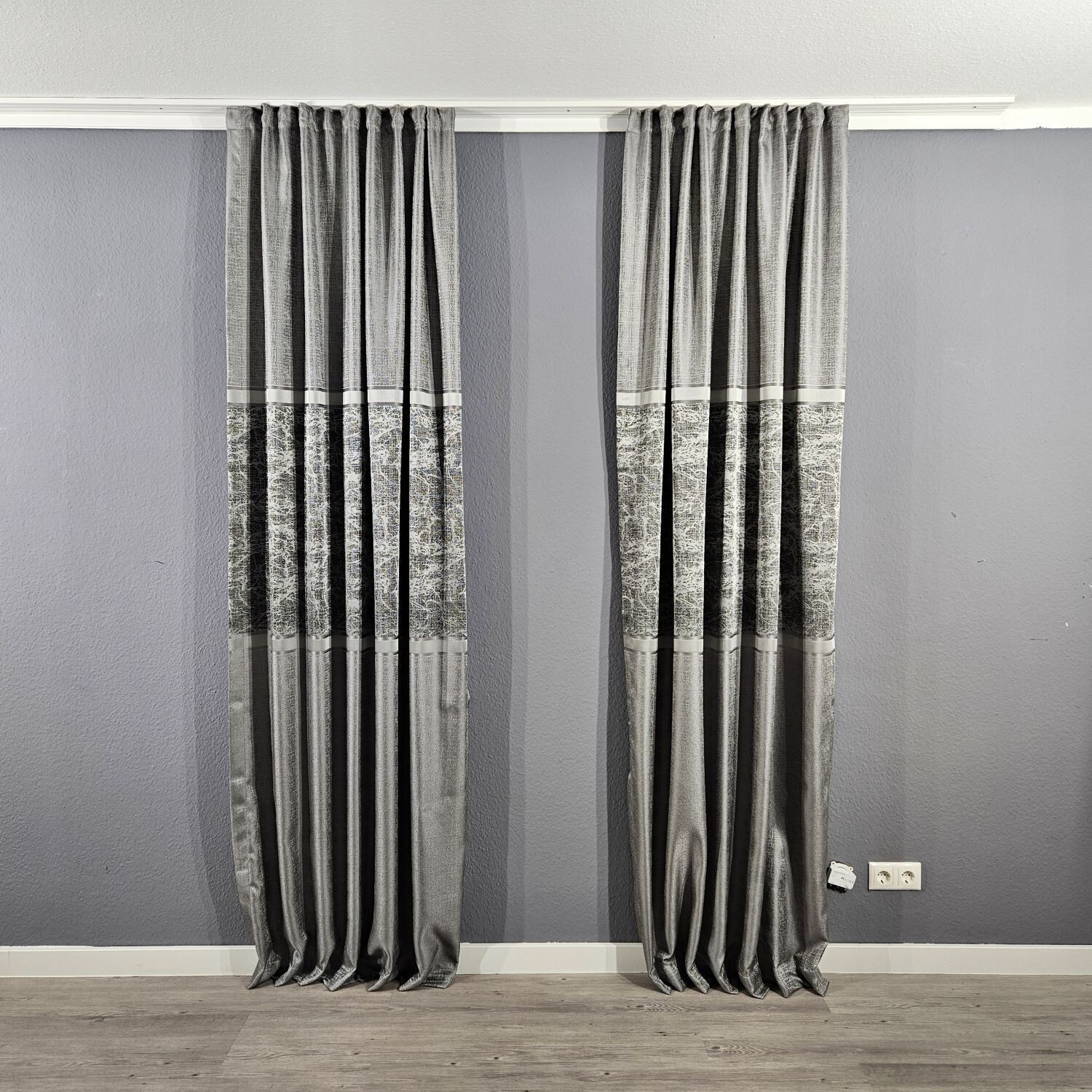 2er Schal Set Vorhang Grau Blackout Blickdicht