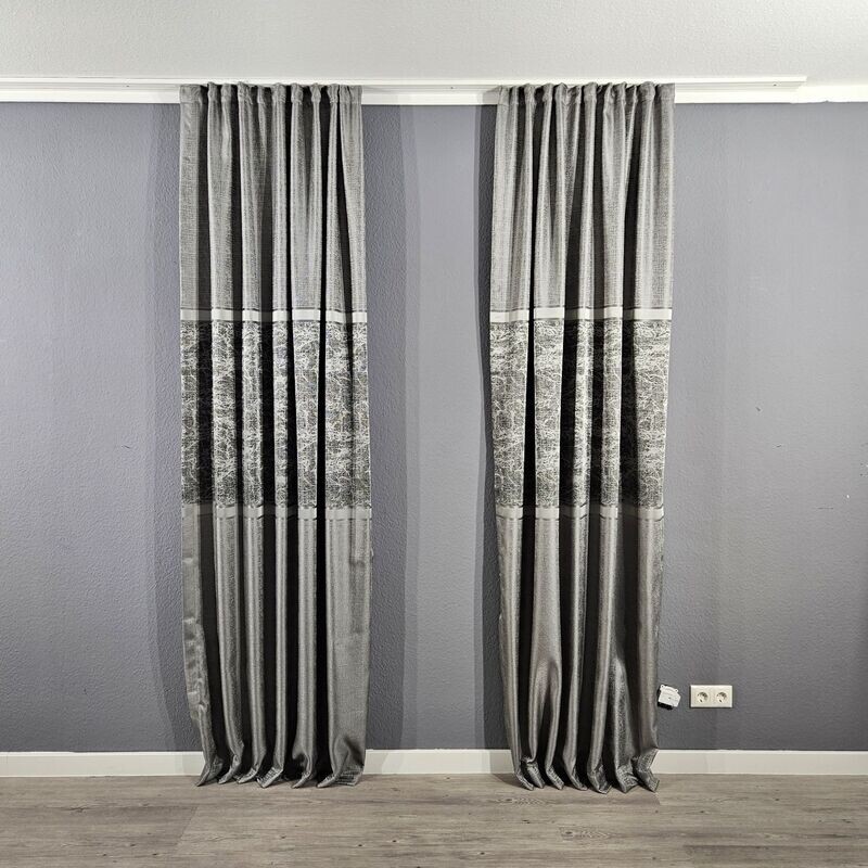 2er Schal Set Vorhang Grau Blackout Blickdicht