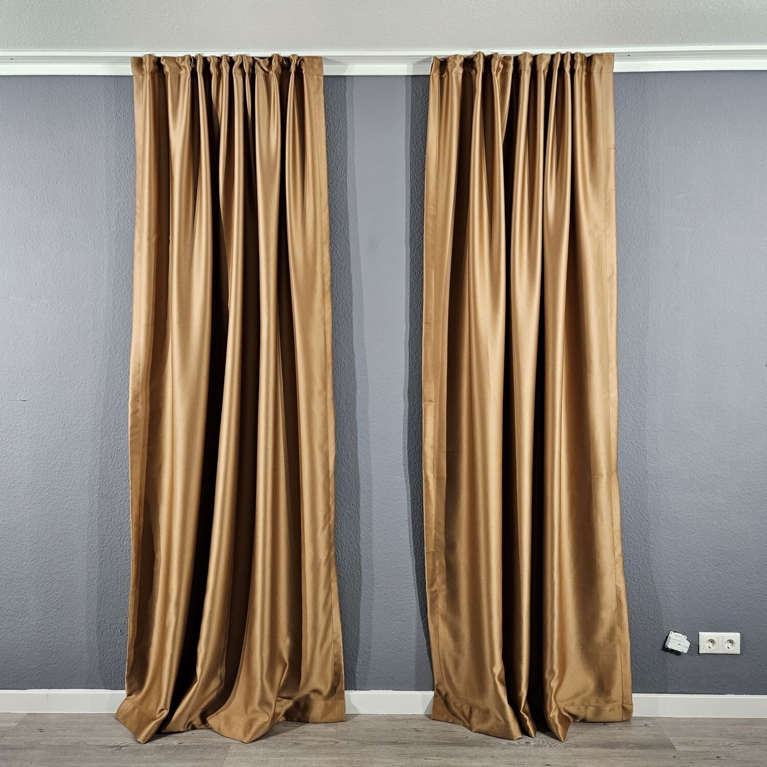 2er Schal Set Vorhang Beige Blackout Blickdicht
