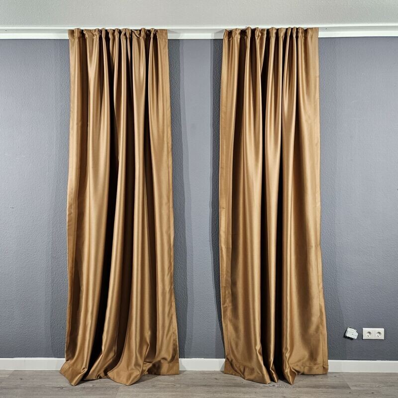 2er Schal Set Vorhang Beige Blackout Blickdicht