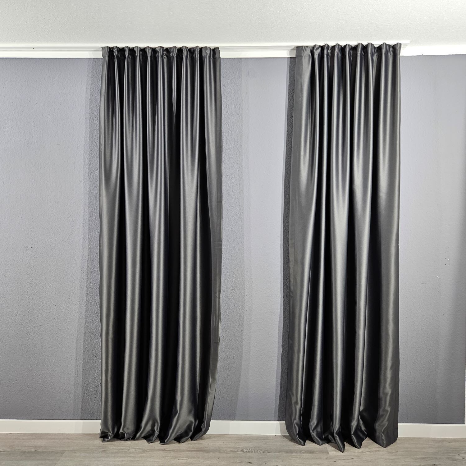 2er Schal Set Vorhang Grau Blackout Blickdicht