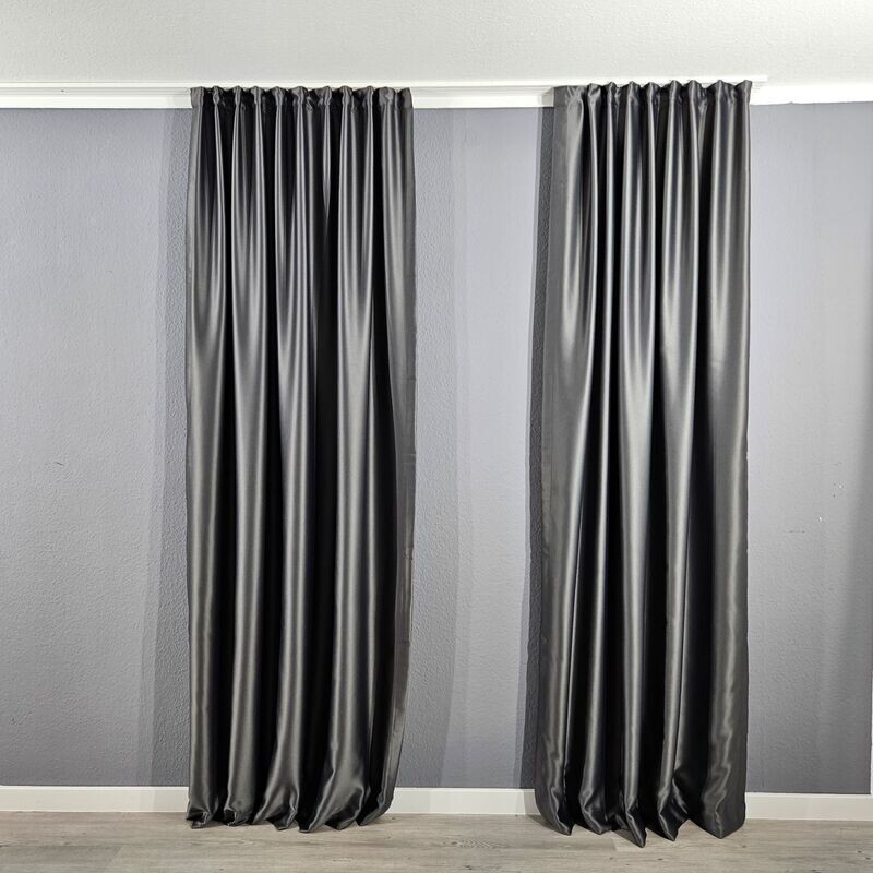 2er Schal Set Vorhang Grau Blackout Blickdicht