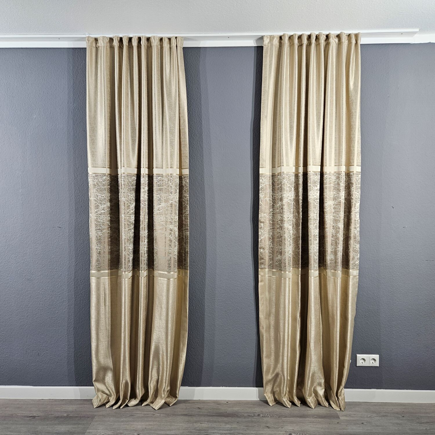2er Schal Set Vorhang Beige Blackout Blickdicht