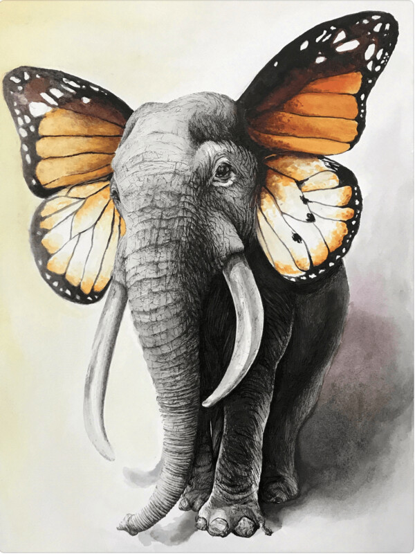 Broderie Diamant, Diamond Painting - Éléphant art  - RSB8354
