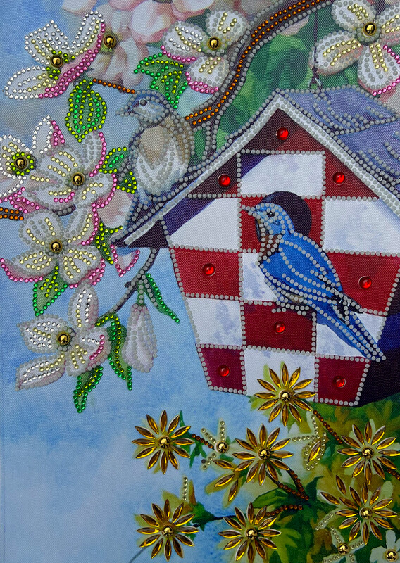 Kit enfant Broderie Diamant LUCIOLE - Cabane oiseaux Fluo - MX106