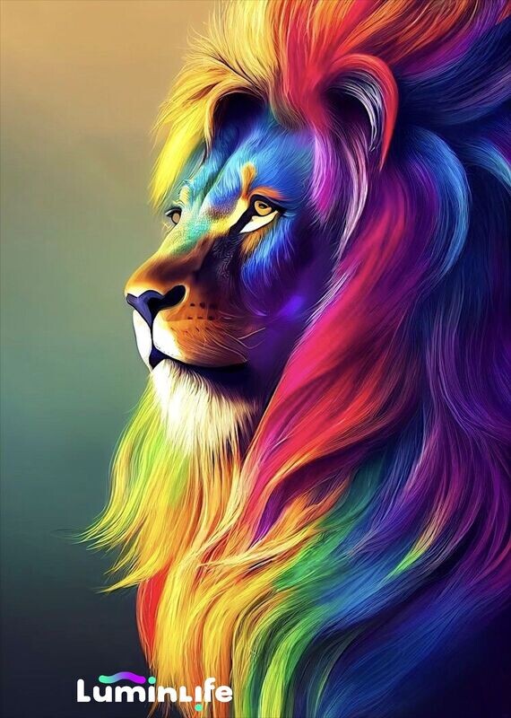 Broderie Diamant, Diamond Painting - Lion en couleurs - W061