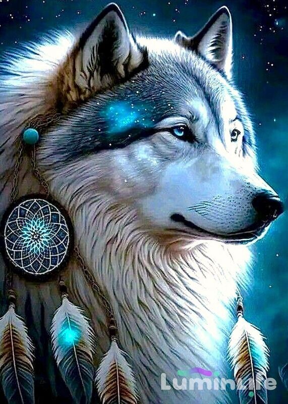 Broderie Diamant, Diamond Painting - Loup Attrape-rêves - W072
