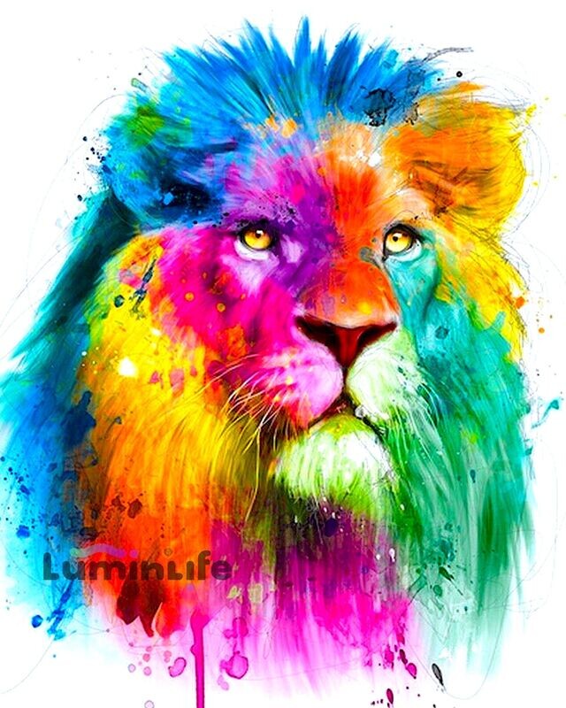 Broderie Diamant, Diamond Painting - Lion coloré - DN29