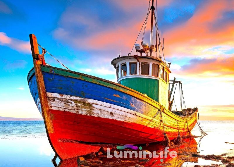 Broderie Diamant - Bateau de pêche - WN03