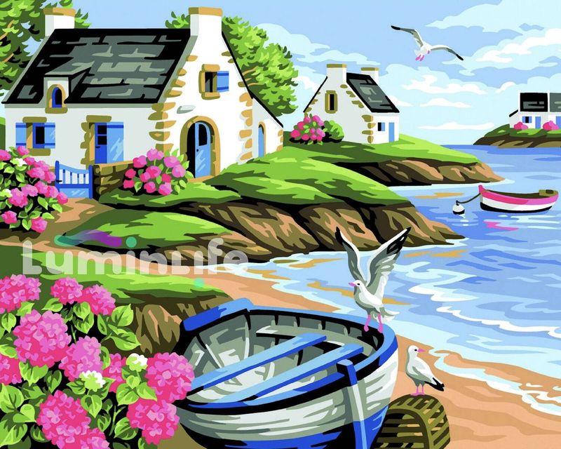 Kit Broderie Diamant, Diamond Painting - Rivage breton - DN05