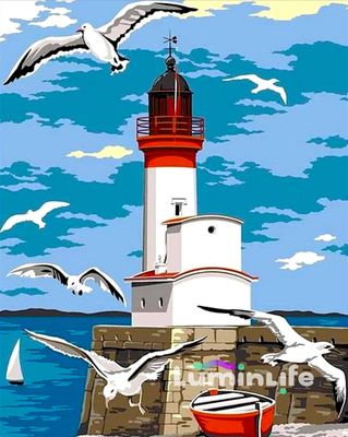 Kit Broderie Diamant - Phare et mouettes - DF15
