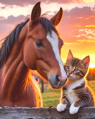 Kit Broderie Diamant - Cheval et chat - DF28