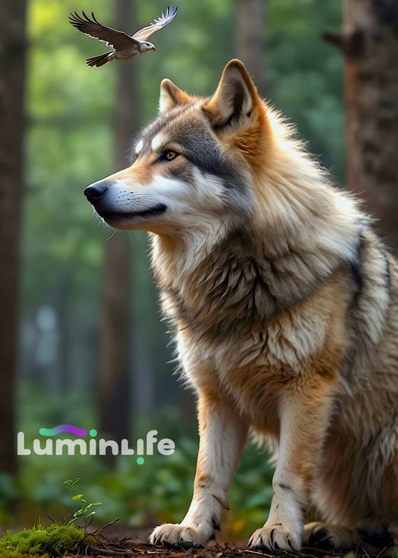 Kit Broderie Diamant - Loup et oiseau - WN12